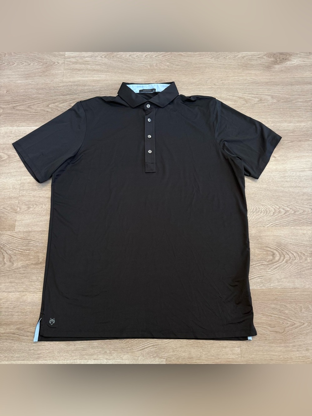 Greyson Polo Shirt Mens XL Black Short Sleeve Golf Performance Wolf Logo Stretch